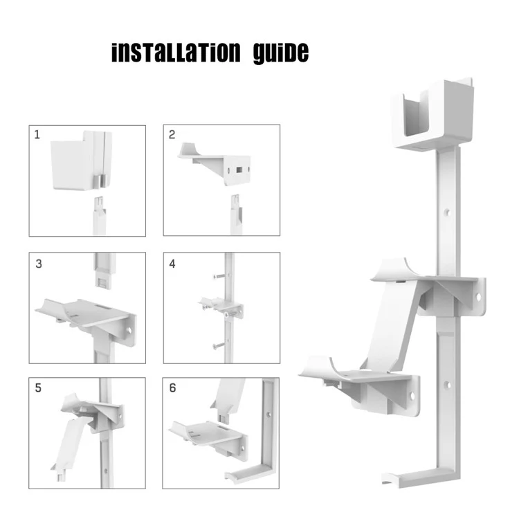 JYS JYS-P5125 Para PS5 / PS4 / Xbox / Nintendo Switch Soporte de Pared ABS Estante de Almacenamiento de Auriculares y Gamepad - Blanco