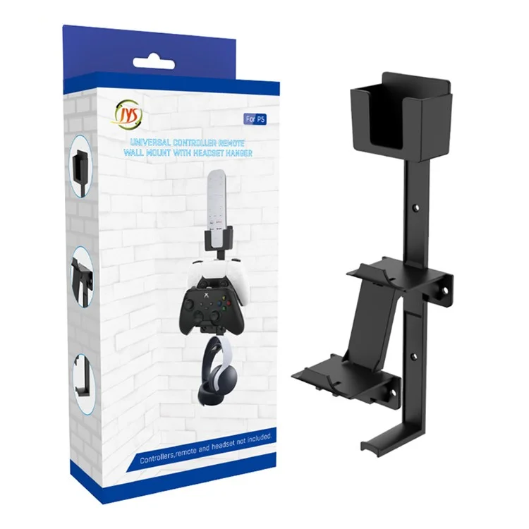 JYS JYS-P5125 Para PS5 / PS4 / Xbox / Nintendo Switch Soporte de Pared ABS Estante de Almacenamiento de Auriculares y Gamepad - Blanco