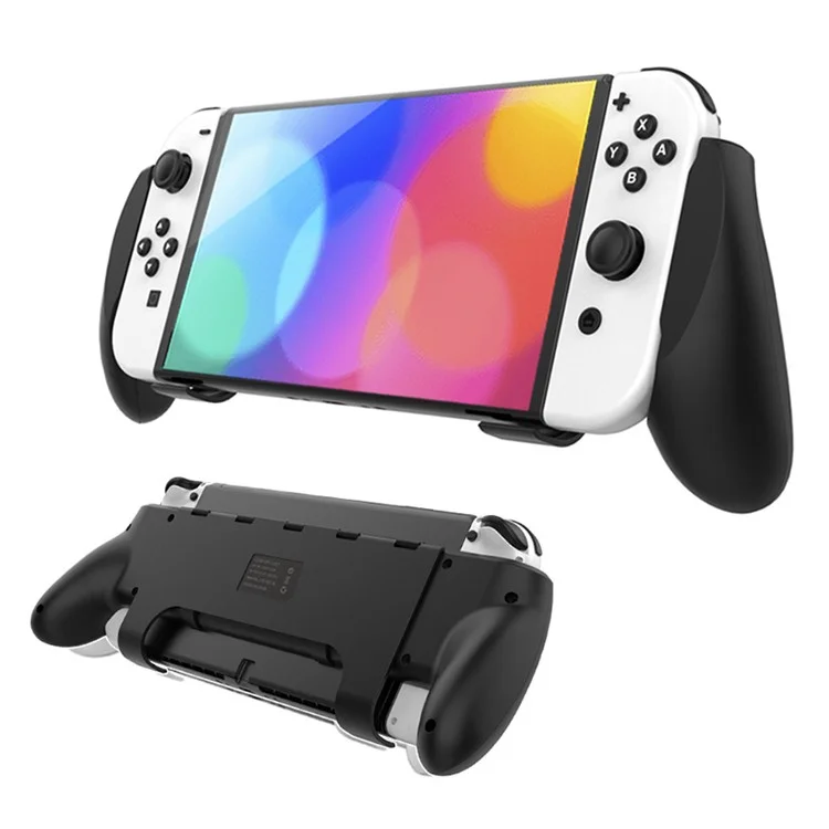 JYS NS218 Per Nintendo Switch OLED Game Console ABS Hand Grip Kickstand Case con Supporto per Schede di Gioco - Nero