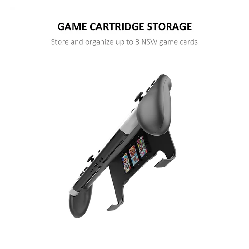 JYS NS218 For Nintendo Switch OLED Game Console ABS Hand Grip Kickstand Case with Game Card Holder - White