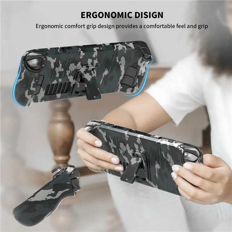 JYS For Steam Deck Game Console Protective Case with Bracket Heat Dissipation Shockproof Shell