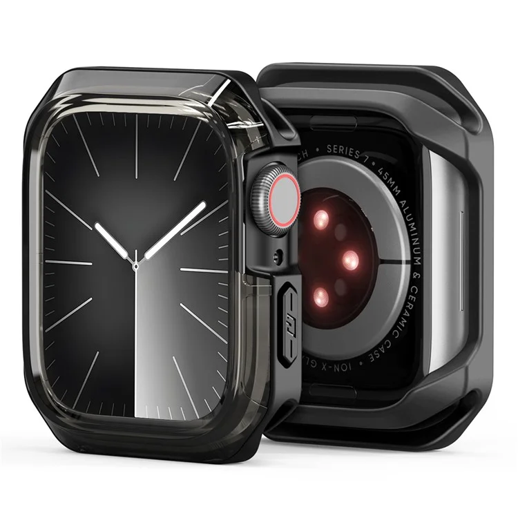 DUX DUCIS Tamo Serie für Apple Watch SE (2023) / SE (2022) / SE / 6 / 5 / 4 44mm Gehäuse PC+Silikon Smart Watch Cover - Durchsichtiges Schwarz