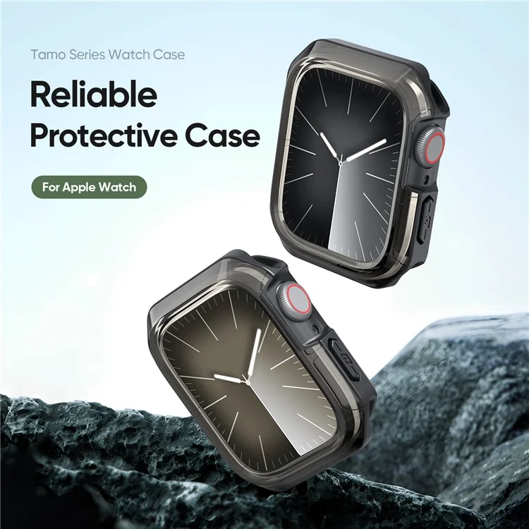 DUX DUCIS Tamo Serie für Apple Watch SE (2023) / SE (2022) / SE / 6 / 5 / 4 44mm Gehäuse PC+Silikon Smart Watch Cover - Durchsichtiges Schwarz