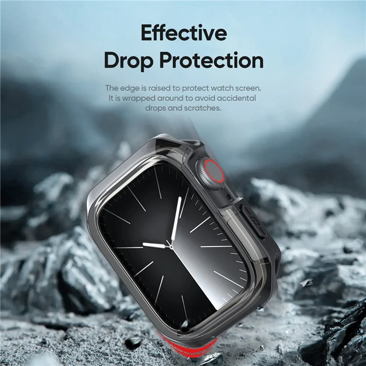 DUX DUCIS Tamo Serie für Apple Watch SE (2023) / SE (2022) / SE / 6 / 5 / 4 44mm Gehäuse PC+Silikon Smart Watch Cover - Durchsichtiges Schwarz
