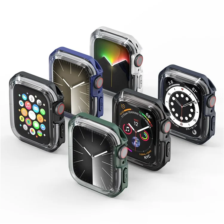 DUX DUCIS Tamo Series pour Apple Watch SE (2023) / SE (2022) / SE / 6 / 5 / 4 44mm Boîtier de montre Étui de protection en PC+Silicone pour montre connectée - Blanc transparent