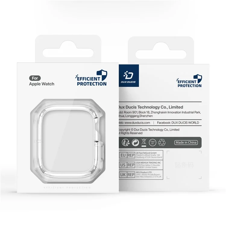 DUX DUCIS Tamo Series pour Apple Watch SE (2023) / SE (2022) / SE / 6 / 5 / 4 44mm Boîtier de montre Étui de protection en PC+Silicone pour montre connectée - Blanc transparent