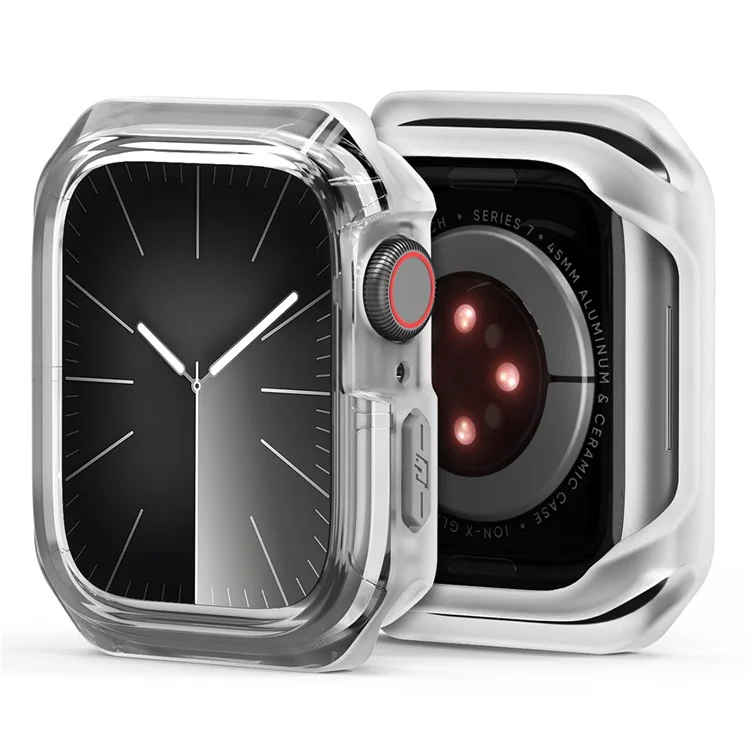 DUX DUCIS Tamo Series pour Apple Watch SE (2023) / SE (2022) / SE / 6 / 5 / 4 44mm Boîtier de montre Étui de protection en PC+Silicone pour montre connectée - Blanc transparent