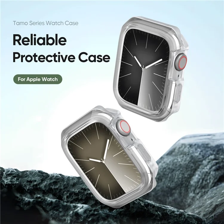 DUX DUCIS Tamo Series pour Apple Watch SE (2023) / SE (2022) / SE / 6 / 5 / 4 44mm Boîtier de montre Étui de protection en PC+Silicone pour montre connectée - Blanc transparent