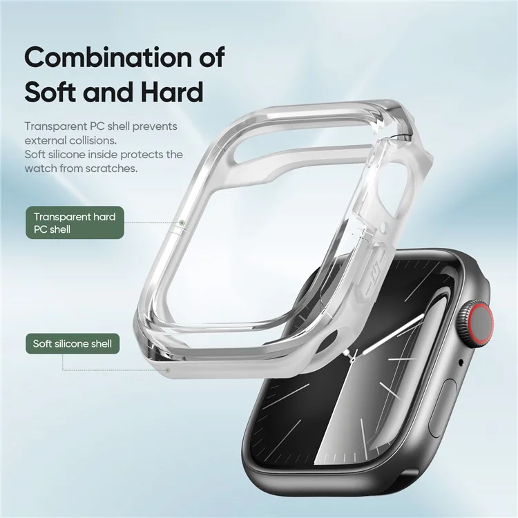 DUX DUCIS Tamo Series pour Apple Watch SE (2023) / SE (2022) / SE / 6 / 5 / 4 44mm Boîtier de montre Étui de protection en PC+Silicone pour montre connectée - Blanc transparent