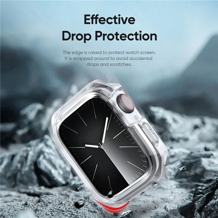 DUX DUCIS Tamo Series pour Apple Watch SE (2023) / SE (2022) / SE / 6 / 5 / 4 44mm Boîtier de montre Étui de protection en PC+Silicone pour montre connectée - Blanc transparent