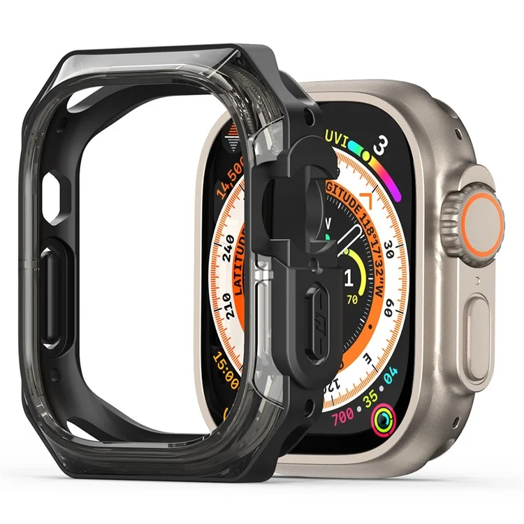 DUX DUCIS Tamo Series para Apple Watch Ultra 2 / Capa de Proteção de Relógio Ultra 49mm PC+Silicone - Preto Translúcido