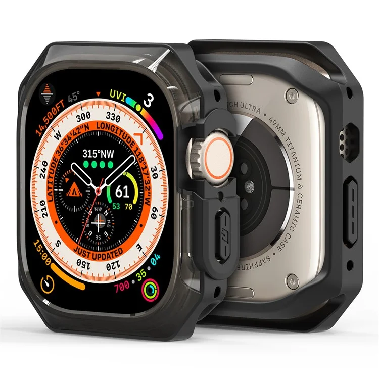 DUX DUCIS Tamo Series para Apple Watch Ultra 2 / Capa de Proteção de Relógio Ultra 49mm PC+Silicone - Preto Translúcido