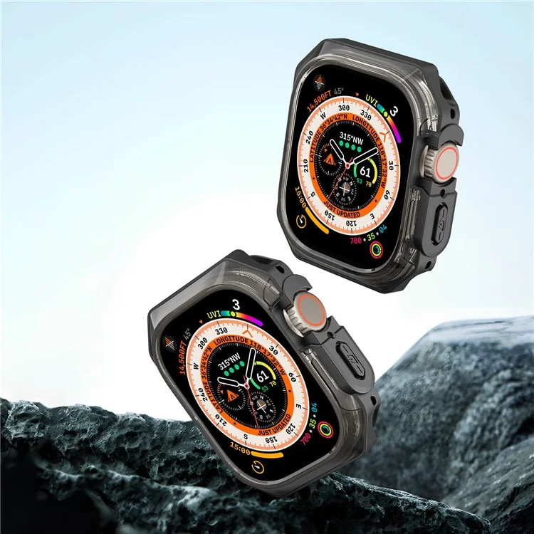 DUX DUCIS Tamo Series para Apple Watch Ultra 2 / Capa de Proteção de Relógio Ultra 49mm PC+Silicone - Preto Translúcido
