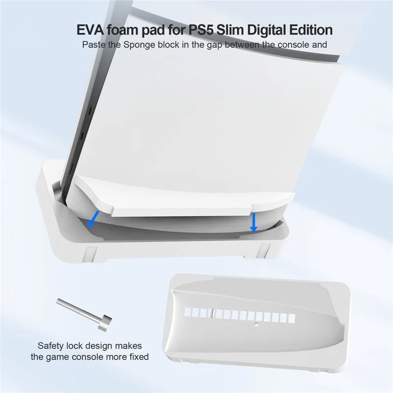 JYS JYS-P5178 Horizontal Stand for Sony PS5 Slim Disc / Digital Game Console Desktop Storage Holder - White