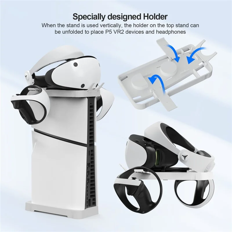 JYS JYS-P5178 Horizontal Stand for Sony PS5 Slim Disc / Digital Game Console Desktop Storage Holder - White