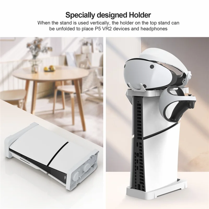 JYS JYS-P5178 Horizontal Stand for Sony PS5 Slim Disc / Digital Game Console Desktop Storage Holder - White