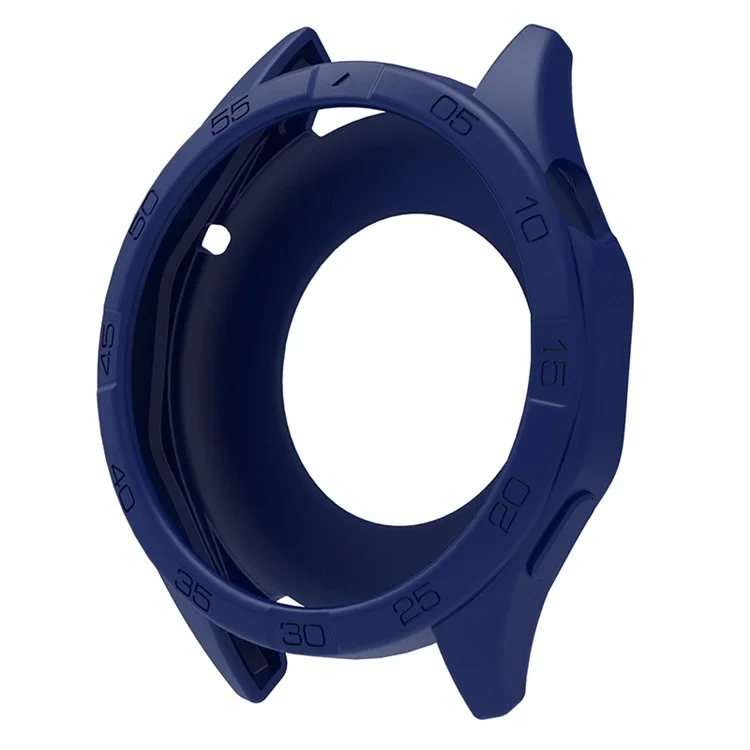 For Huawei Watch GT 4 46mm Protective Case Anti-Scratch Silicone Cover with Dial Plate - Navy Blue