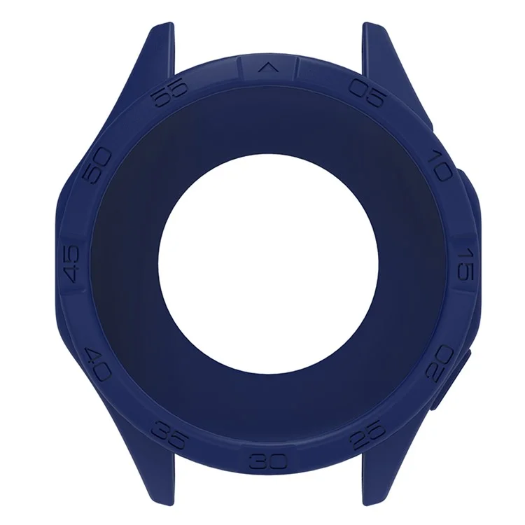 For Huawei Watch GT 4 46mm Protective Case Anti-Scratch Silicone Cover with Dial Plate - Navy Blue