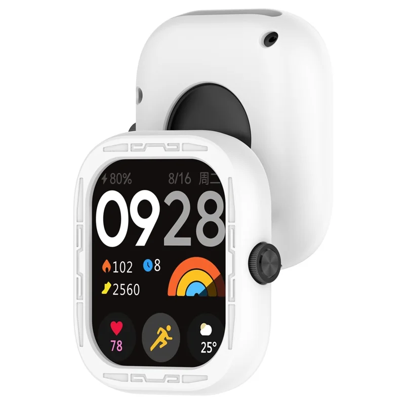 Silikonbeskyttelsesdæksel til Xiaomi Redmi Watch 4, stødfast og ridssikkert urdæksel - Hvid