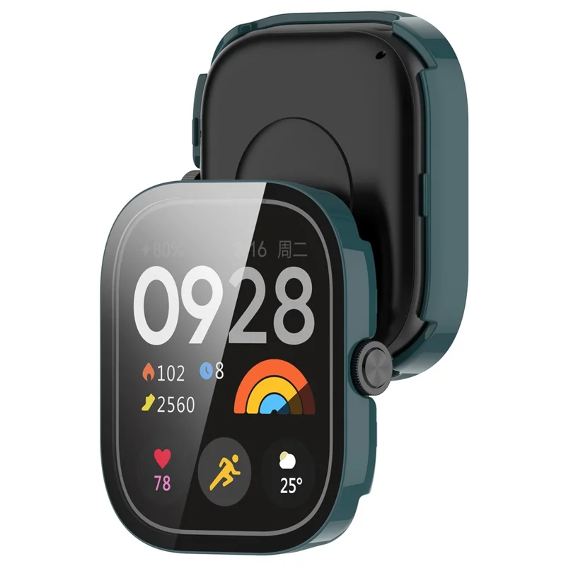 For Xiaomi Redmi Watch 4 Full Protective Case PC Watch Cover with Tempered Glass Screen Protector - Green
