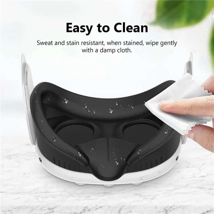 Face Cover for Meta Quest 3 VR Headset Washable ABS+PU Replacement Mask