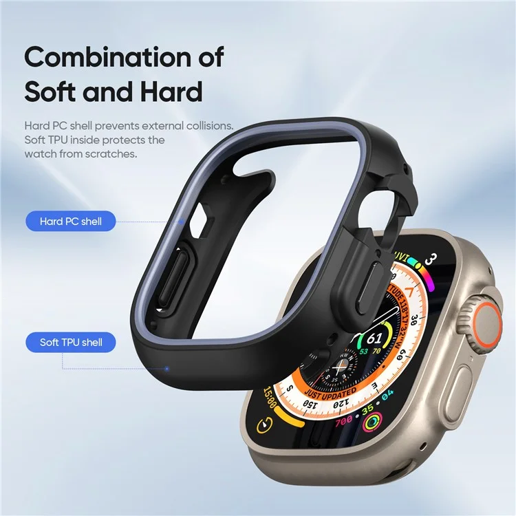 DUX DUCIS Bamo Series for Apple Watch Ultra 2 / Ultra 49mm Watch Case PC+TPU Cover - Black / Grey