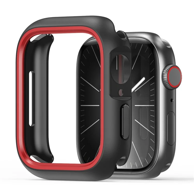 DUX DUCIS Bamo-Serie für Apple Watch Series 9 8 7 45mm Gehäuse Anti-Drop Watch Cover - Schwarz / Rot