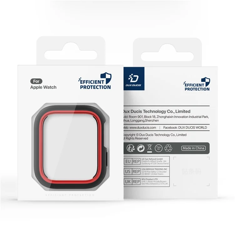 DUX DUCIS Bamo-Serie für Apple Watch Series 9 8 7 45mm Gehäuse Anti-Drop Watch Cover - Schwarz / Rot