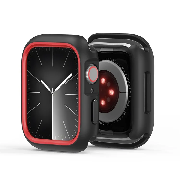 DUX DUCIS Bamo-Serie für Apple Watch Series 9 8 7 45mm Gehäuse Anti-Drop Watch Cover - Schwarz / Rot