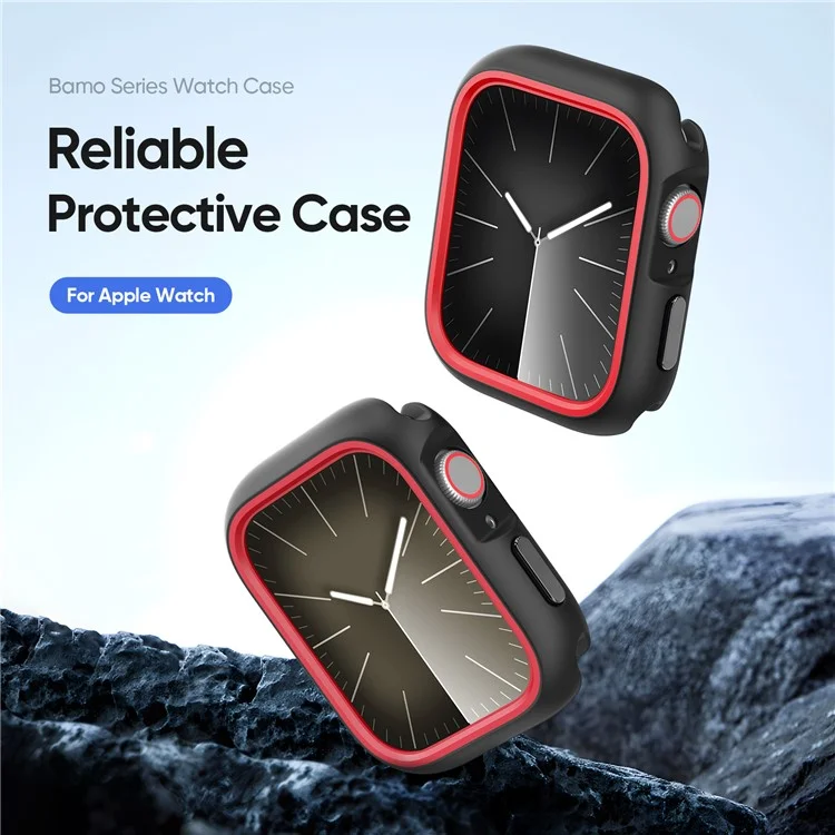 DUX DUCIS Bamo-Serie für Apple Watch Series 9 8 7 45mm Gehäuse Anti-Drop Watch Cover - Schwarz / Rot