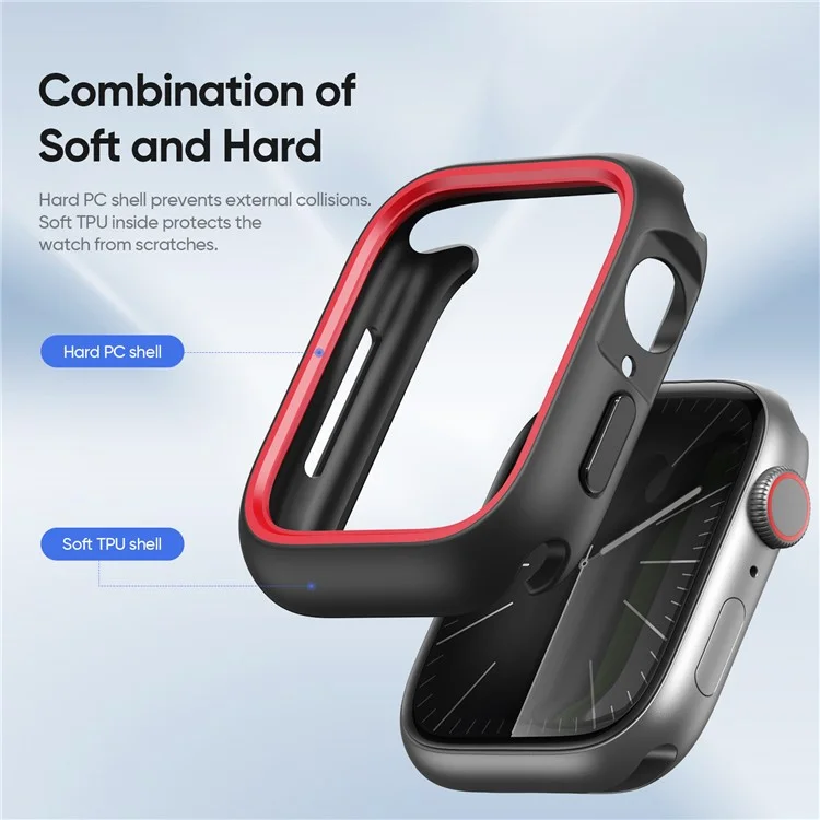 DUX DUCIS Bamo-Serie für Apple Watch Series 9 8 7 45mm Gehäuse Anti-Drop Watch Cover - Schwarz / Rot