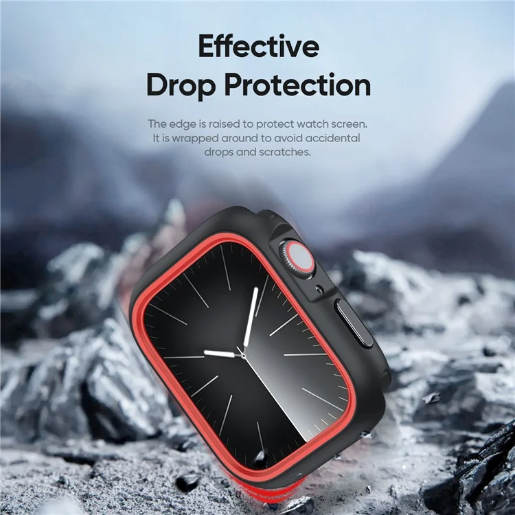 DUX DUCIS Bamo-Serie für Apple Watch Series 9 8 7 45mm Gehäuse Anti-Drop Watch Cover - Schwarz / Rot