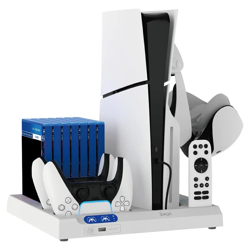 IPEGA PG-P5S028 For PS5 / PS5 Slim Console Cooling Base Headset Disc Storage Rack with USB Port and Light