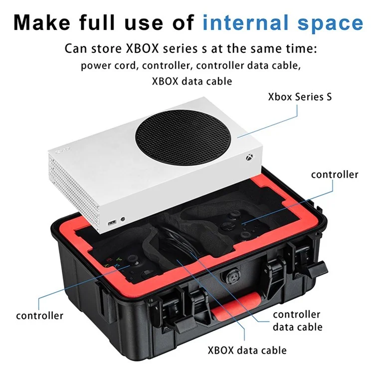 DEVASO Pour Microsoft Xbox Series S Boîte de transport portable antichoc et étanche PP Étui de transport pour console de jeu