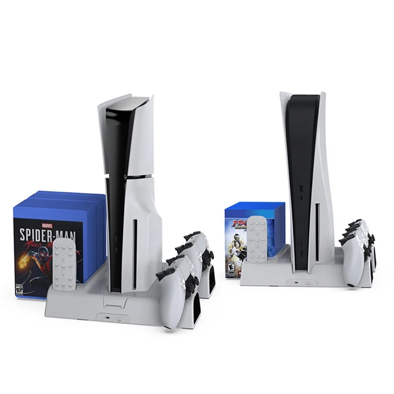 DOBE TP5-3532B For Sony PS5 Slim Cooling Stand with Blue Light – Controller Charging, Disc Storage
