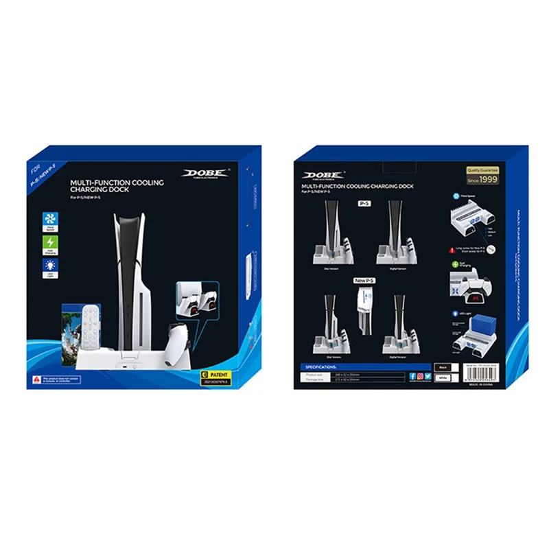 DOBE TP5-3532B For Sony PS5 Slim Cooling Stand with Blue Light – Controller Charging, Disc Storage