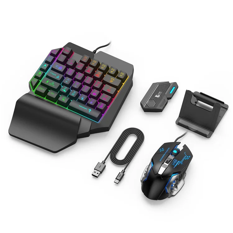 GAMWING Elite Converter+G2 Mouse+K12 Mute Keyboard+Phone Bracket Stand