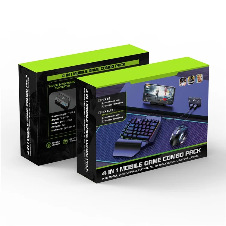 GAMWING Elite Converter+G2 Mouse+K12 Mute Keyboard+Phone Bracket Stand
