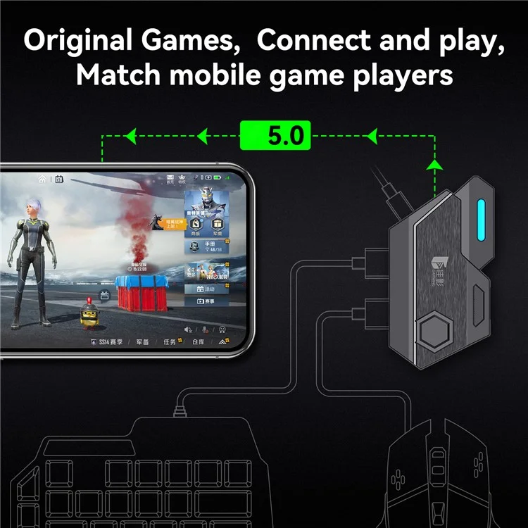 GAMWING Elite Converter+G2 Mouse+K12 Mute Keyboard+Phone Bracket Stand