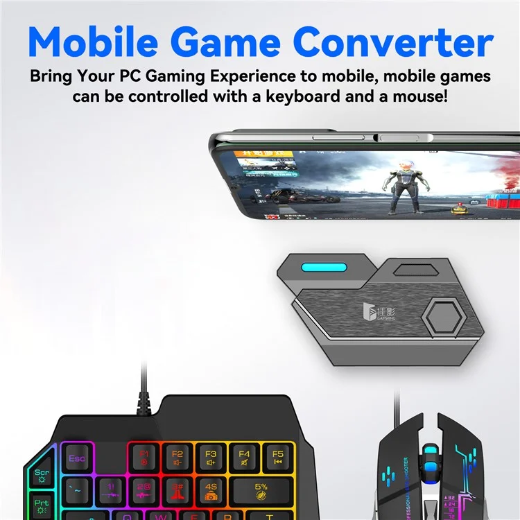 GAMWING Elite Converter+G2 Mouse+K12 Mute Keyboard+Phone Bracket Stand
