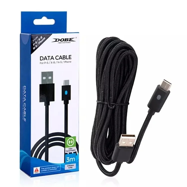 DOBE TY-0803B For Sony PS5 / PS4 / Xbox / Switch Pro Game Controller Phone Type-C Charging Cable, 3m