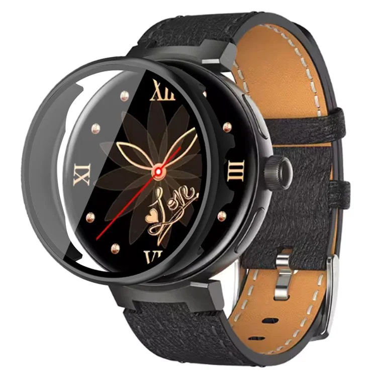 Pour Aigo GTV2 Smart Watch Protective Cover Hard PC Case avec protecteur d'écran en verre trempé - Noir