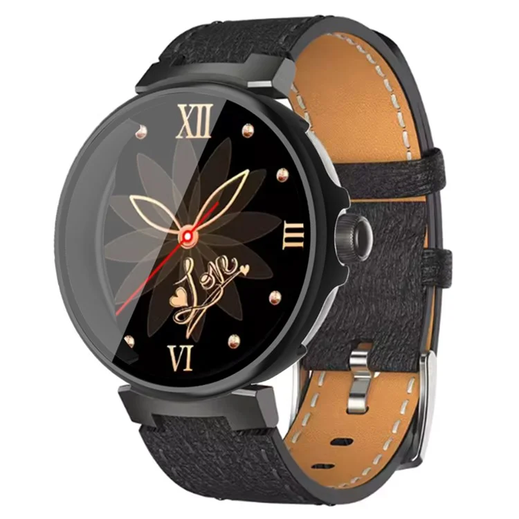 Pour Aigo GTV2 Smart Watch Protective Cover Hard PC Case avec protecteur d'écran en verre trempé - Noir