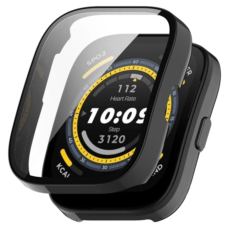 Pour Huami Amazfit Bip 5 Watch Case Anti-scratch Hard PC Protective Cover avec Film en Verre Trempé - Noir