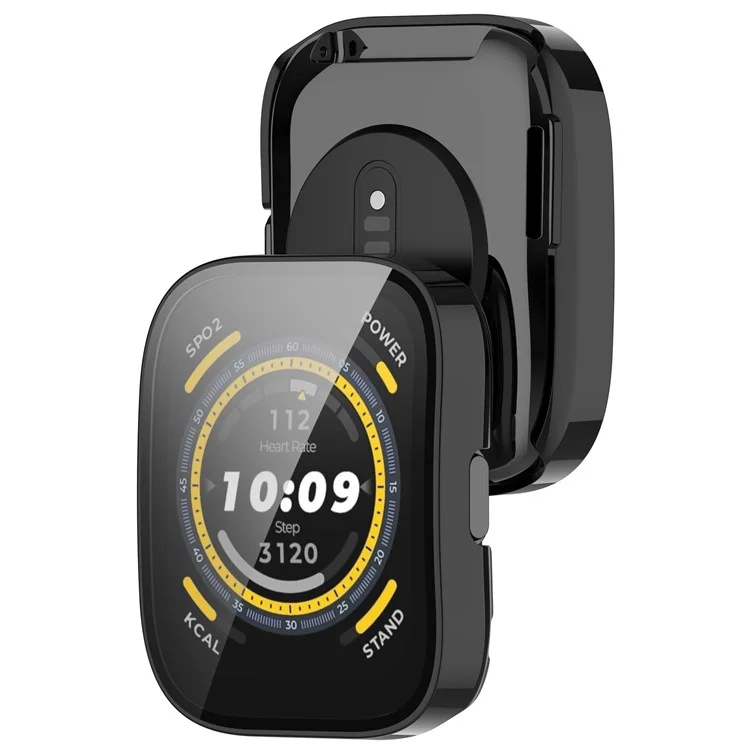 Pour Huami Amazfit Bip 5 Watch Case Anti-scratch Hard PC Protective Cover avec Film en Verre Trempé - Noir