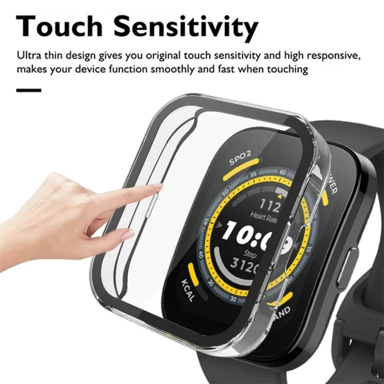 Pour Huami Amazfit Bip 5 Watch Case Anti-scratch Hard PC Protective Cover avec Film en Verre Trempé - Noir