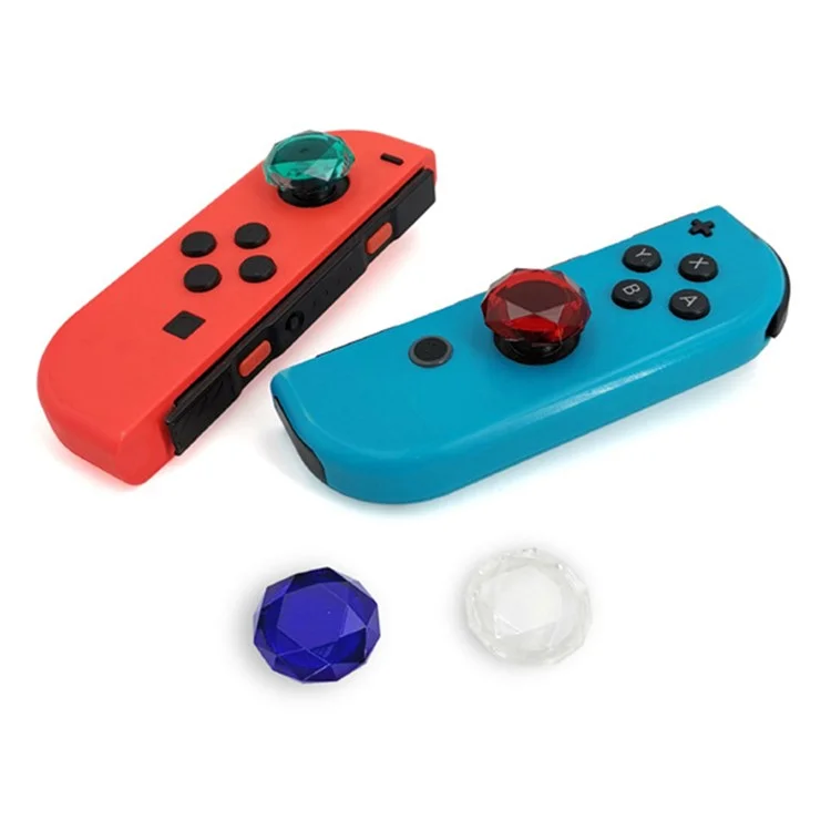 KJH NS-052 2 UNIDADES Para Nintendo Switch / Switch Lite Acrylic Joystick Thumb Stick Grip Cap - Azul Transparente
