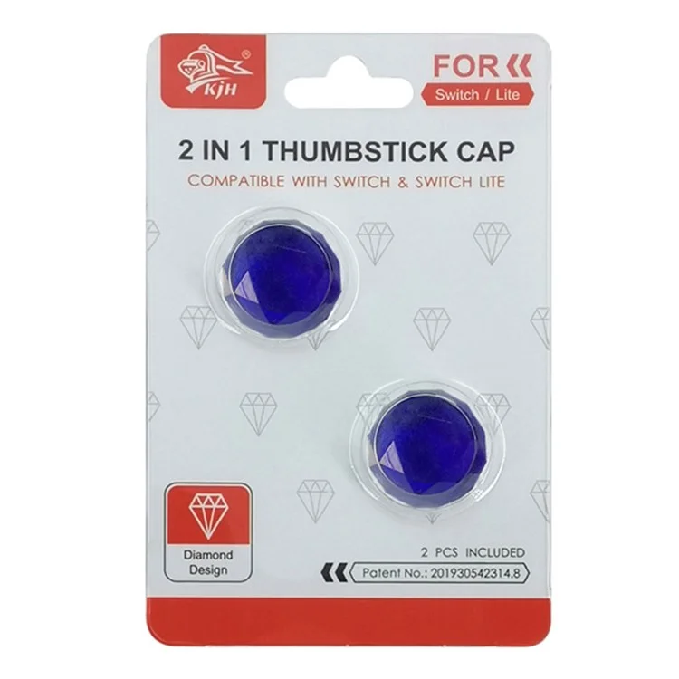 KJH NS-052 2 UNIDADES Para Nintendo Switch / Switch Lite Acrylic Joystick Thumb Stick Grip Cap - Azul Transparente