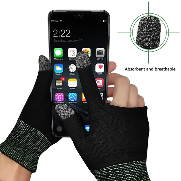 1 Pair Touchscreen Gaming Gloves High-Sensitive Anti-Sweat Seamless Game Gloves - Black