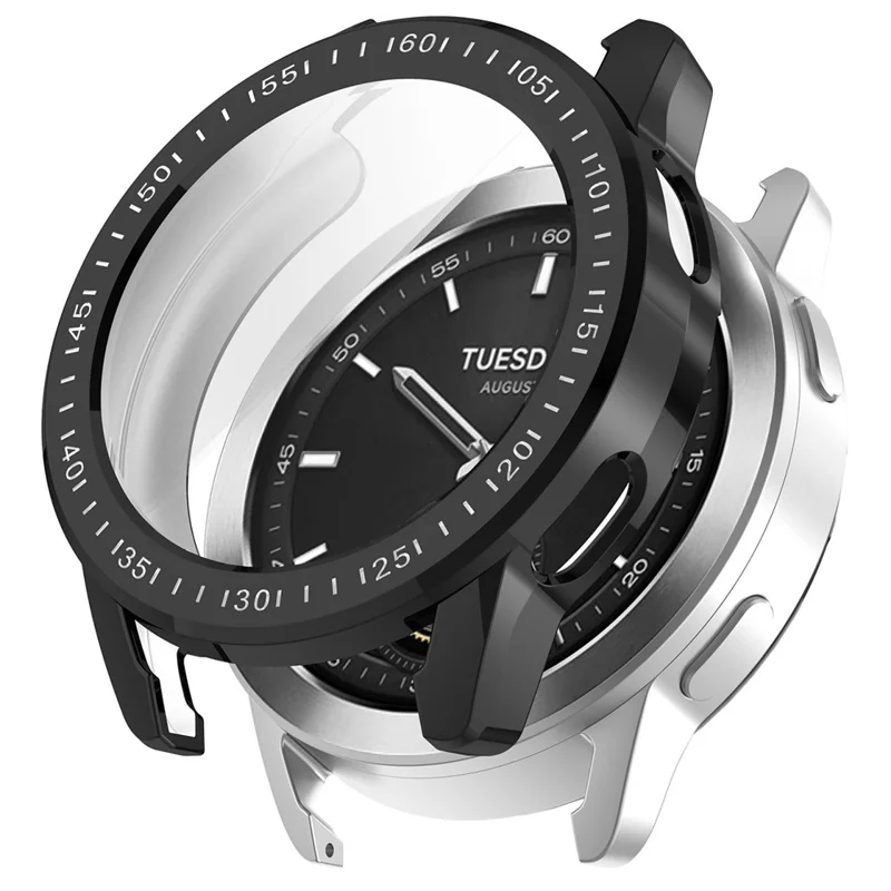 For Xiaomi Watch S3 TPU Watch Protective Case Electroplating Anti-drop Cover - Black